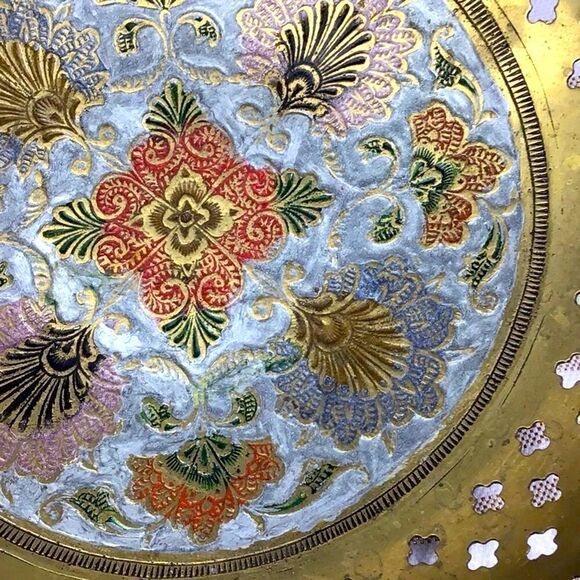 Cloisonné Decorative Floral Filigree Solid Brass Bowl - Picture 14 of 15